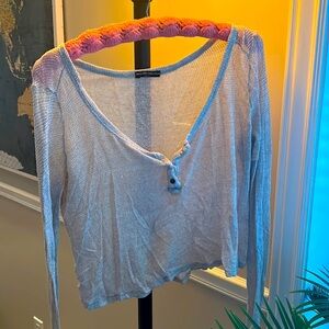 Brandy Melville cream see-through top with neckline buttons